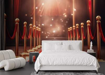 Red carpet and golden barrier Wall mural