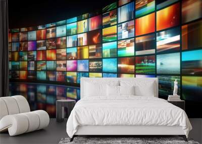 Smart Digital TV media wall. Created with Generative AI technology Wall mural