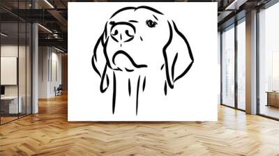 Decorative outline portrait of cute pointer dog vector illustration in black color isolated on white background. Isolated image for design and tattoo. Wall mural