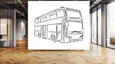 modern bus symbol, outlined vector icon. bus vector sketch illustration Wall mural