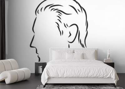 Outline side profile of a human male head. male profile vector sketch illustration Wall mural