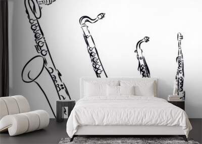 saxophone on white background, set of music instrument, sketch  Wall mural