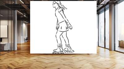 skate in line roller skater young sports recreation vector illustration Wall mural