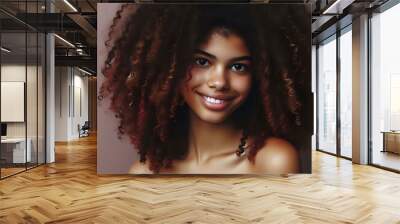 afro american girl with curvy hairs isolated Wall mural