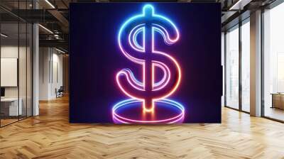 dollar symbol on dark background Wall mural