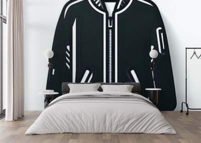 man black jacket illustration with zipper on white isolated Wall mural