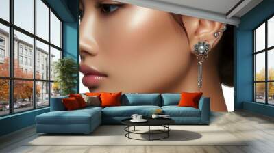 woman wearing earrings Wall mural