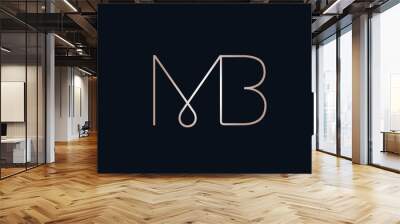 MB monogram logo.Typographic signature icon.Letter m and letter b.Lettering sign isolated on dark fund.Wedding, fashion, beauty alphabet initials.Elegant, luxury style. Wall mural