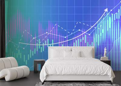 Investment chart background with increasing graph , Forex concept Wall mural