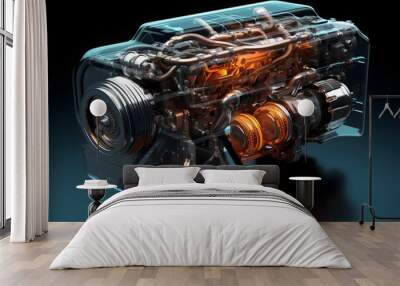 transparent car engine. Wall mural