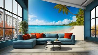 A beach and sea that is both beautiful and tropical Wall mural