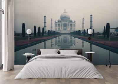 A captivating photograph of the renowned historical taj mahal in agra, india Wall mural