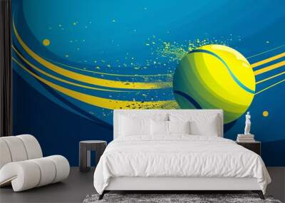 A minimalist vector banner showcases a tennis ball, emphasizing the sport of tennis. Wall mural