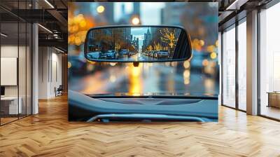 adjustment of the rear-view mirror to the windshield's perspective. Wall mural