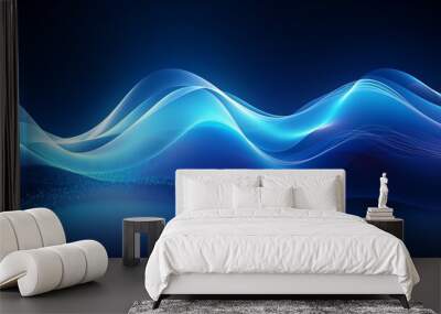 Beautiful abstract wave technology background with blue light, digital wave effect, corporate concept Wall mural