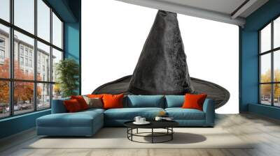 Black halloween witch hat isolated on transparent background Wall mural