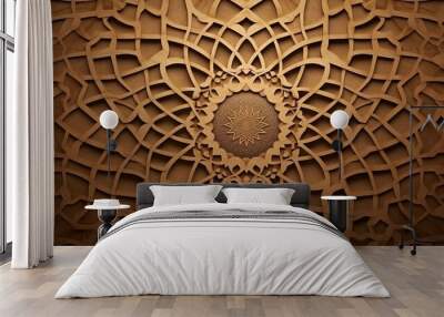 Canvas texture background with islamic pattern Wall mural