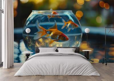 Goldfish in fishbowl Wall mural