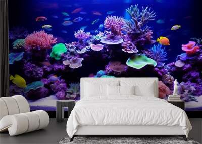 Saltwater coral reef aquarium at home is most beautiful live decoration Wall mural