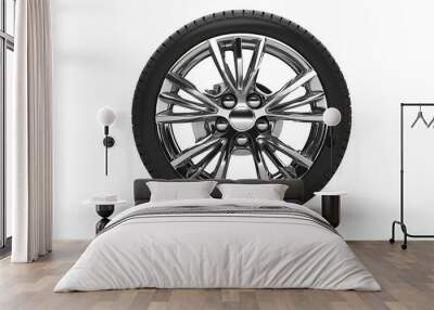 Shiny new car wheel isolated on a white background Wall mural