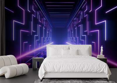 The background is made of neon in 3d Wall mural