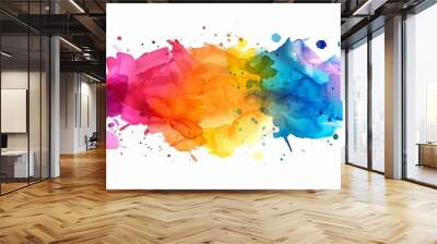 Vibrant watercolor splash stains are depicted on a white background, adding a modern and trendy touch. Wall mural