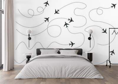 set of dashed line airplane route Wall mural