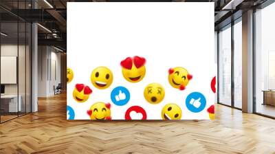 Social media background with social media emojis  Wall mural