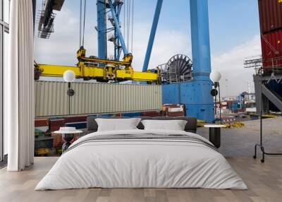 Container Loaded onto Freighter Wall mural