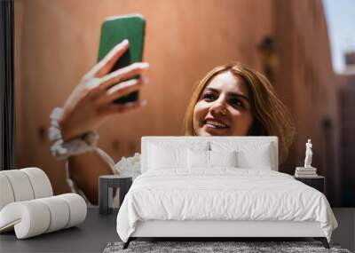 selfie of woman in Morocco. Wall mural