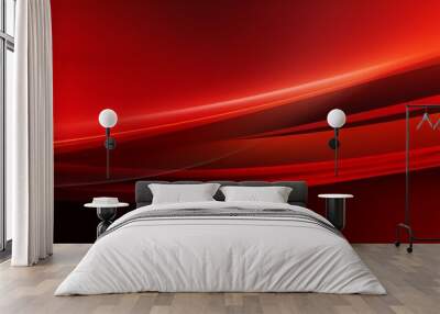 Elegant swirling curves in a smooth gradient of dark red to light red hues Wall mural