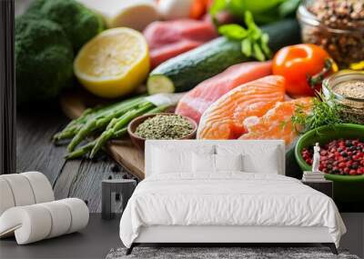 Fresh and Colorful Ingredients for Healthy Cooking Wall mural