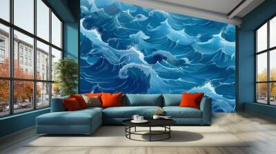 This image captures realistic ocean waves in motion, featuring detailed and life-like wave textures that emphasize the natural beauty and power of the sea. Wall mural