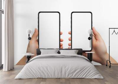 Two Hands Holding Smartphones Wall mural