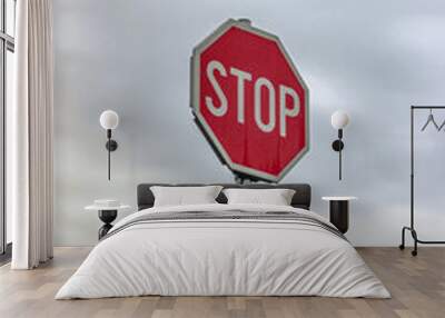 stop sign on blue sky Wall mural