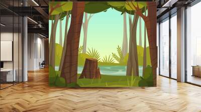 Forest landscape or natural scape, vector banner Wall mural