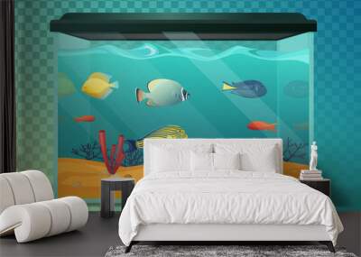 Glassware aquarium or fish tank, tropical fishes Wall mural