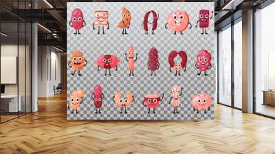 Isolated smiling isolated meat cartoon characters Wall mural