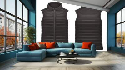 Realistic or 3d black vest jacket with zap Wall mural