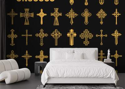 Set of isolated crosses of christian religion Wall mural