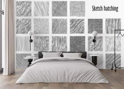 Sketch hatching abstract pattern backgrounds Wall mural