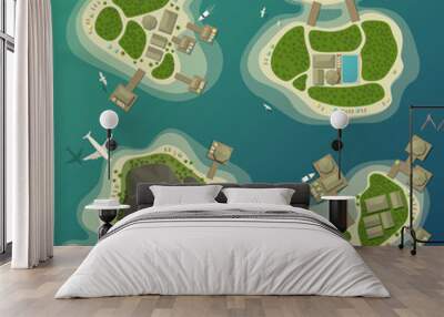 Tropical islands top view, travel and tourism sign Wall mural