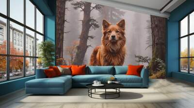 Dog In The Forest. Wall mural