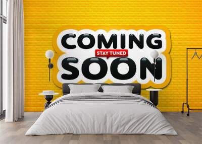 Coming soon with brick wall background template. Wall mural