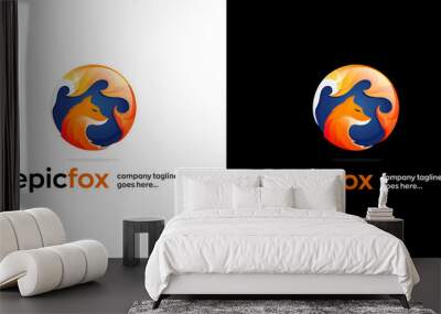 fox logo design template in two variants Wall mural