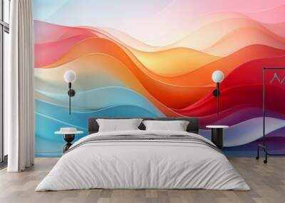 abstract colorful wavy perspective with fractals and curves background 16:9 widescreen wallpapers Wall mural