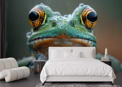 wildlife photography, authentic photo of a frog in natural habitat, taken with telephoto lenses, for relaxing animal wallpaper and more Wall mural