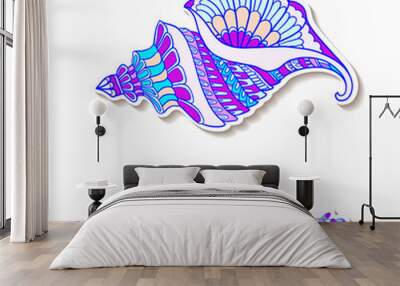 fashion patch set, badges with fish, shells, corals. this illust Wall mural