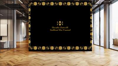 Frame with gold decorative elements of traditional Thai ornament Wall mural