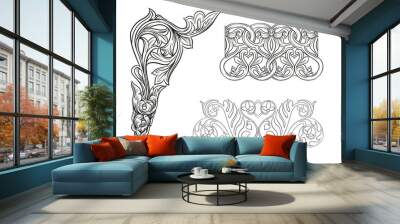 Interlacing abstract ornament in the medieval, romanesque style. Element for design. Outline Vector illustration. Isolated on white background. Wall mural